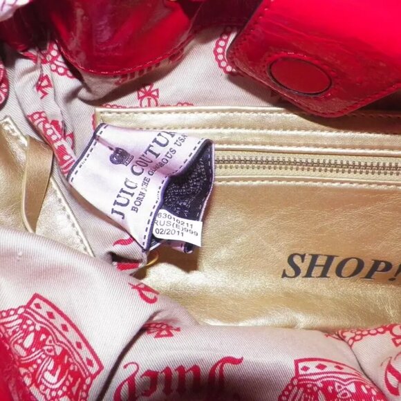 Juicy Couture "Christmas" Red Poinsettia Velour Daydreamer Shoulder Bag Shopper - Picture 7 of 11